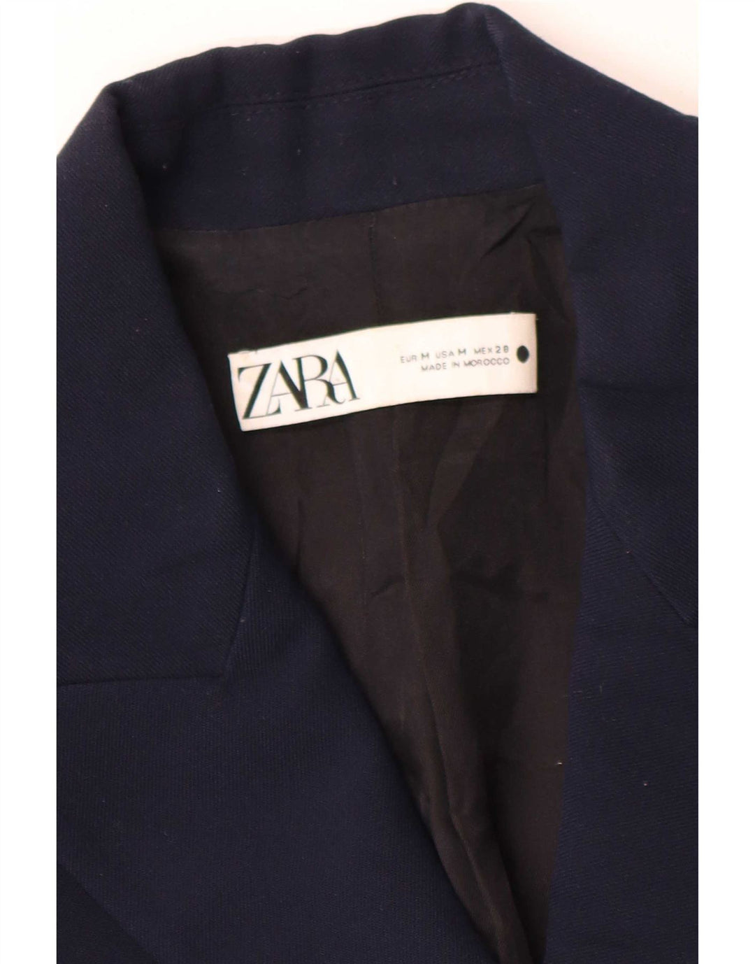 Zara Dame Dobbeltradet Blazer Jacket UK 14 Medium Navy Blue