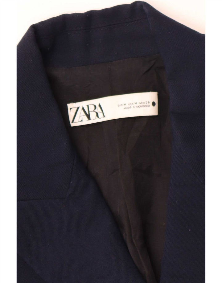 Zara Dame Dobbeltradet Blazer Jacket UK 14 Medium Navy Blue
