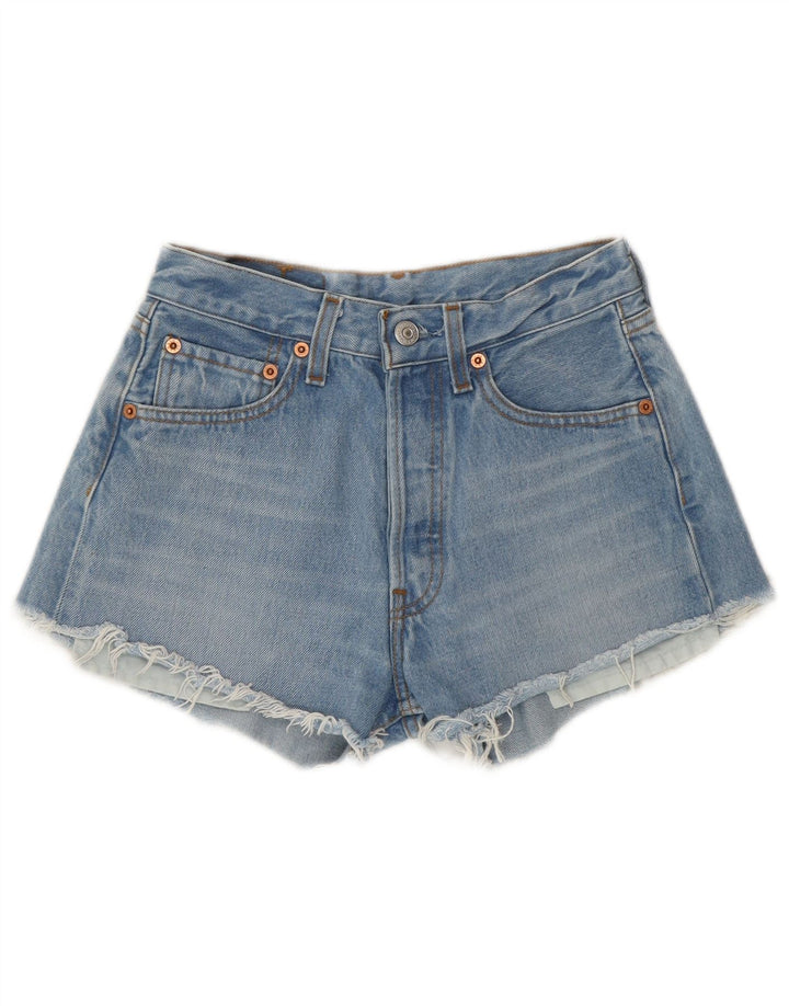LEVI'S Womens 501 denimshorts W27 Små blåstribede klassiske