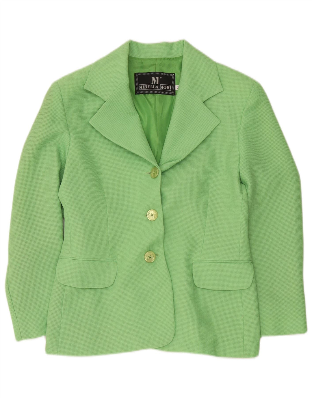 Mirella Mori Dame 3 Button Blazer Jacket UK 14 Medium Green Bomuld