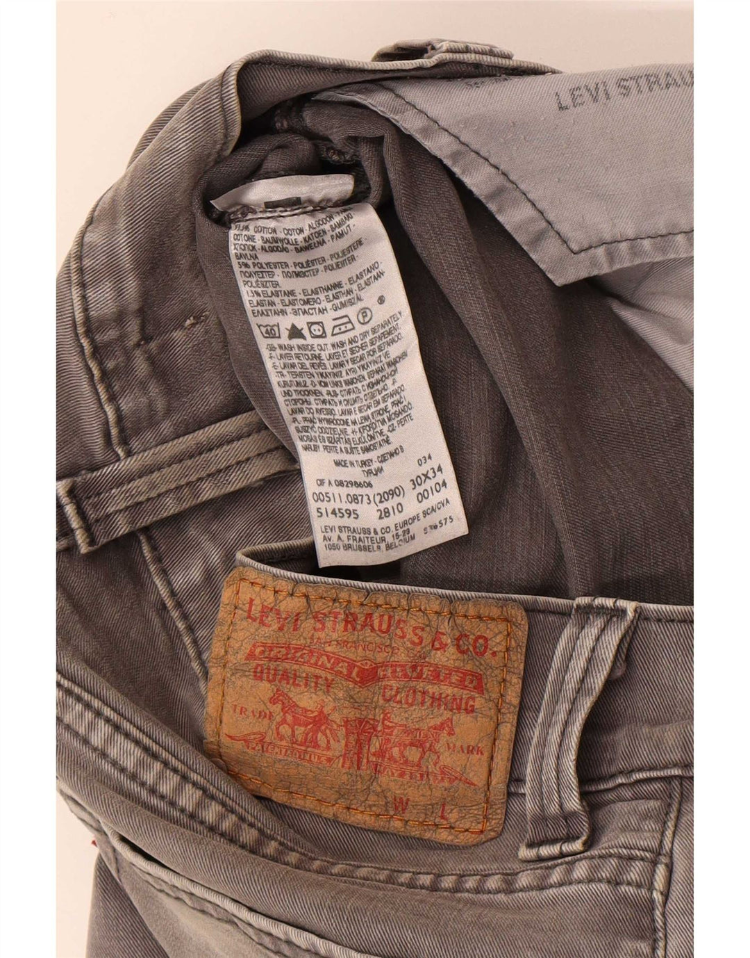 Levi's Herre 511 Slim Jeans W30 L29 Grå Bomuld