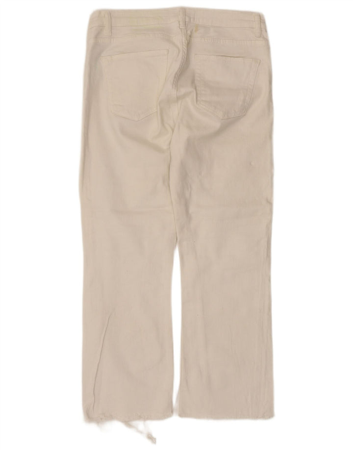 ZARA Dame Cropped Jeans EU 40 Medium W30 L25 Hvid Bomuld