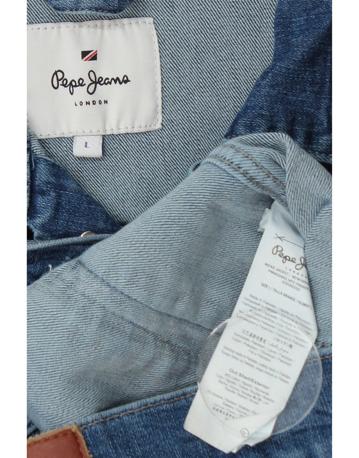 PEPE Jeans Herre denimjakke UK 40 Stor Blå Bomuld
