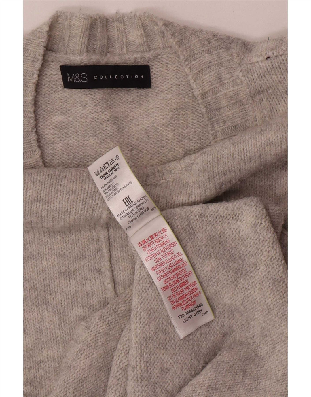 Marks & Spencer Dame sweater med rund hals DK 14 Medium Grå Akryl