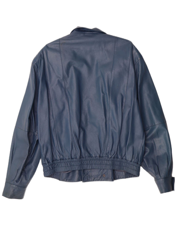 VINTAGE Military Læderjakke til mænd IT 52 XL Blå Læder