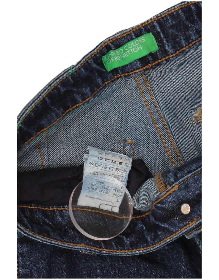 BENETTON Dame Flared Jeans UK 6 XS W28 L30 Marineblå Bomuld