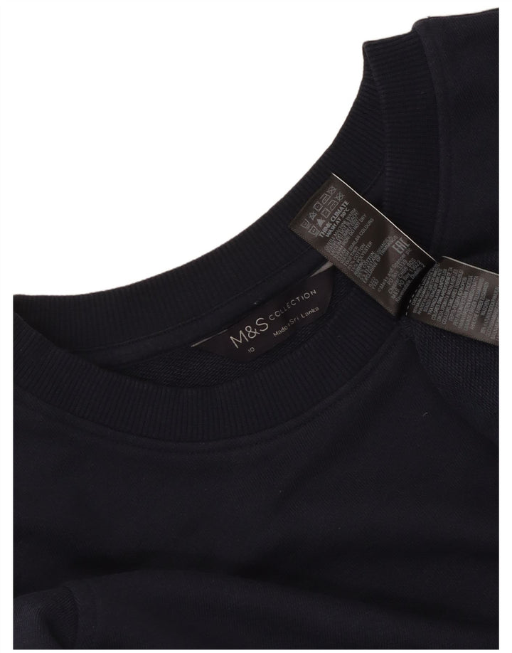 Marks & Spencer Dame Sweatshirt Jumper UK 10 Small Navy Blue Bomuld