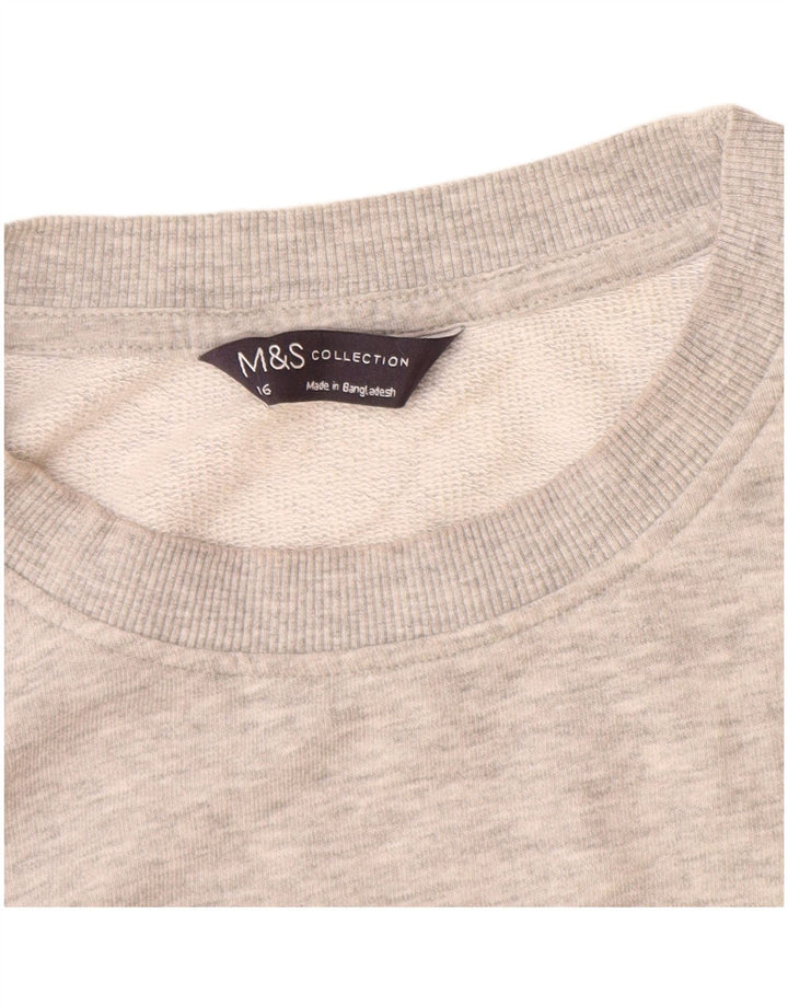 Marks & Spencer Dame Oversized Sweatshirt Jumper UK 16 Stor Grå Bomuld