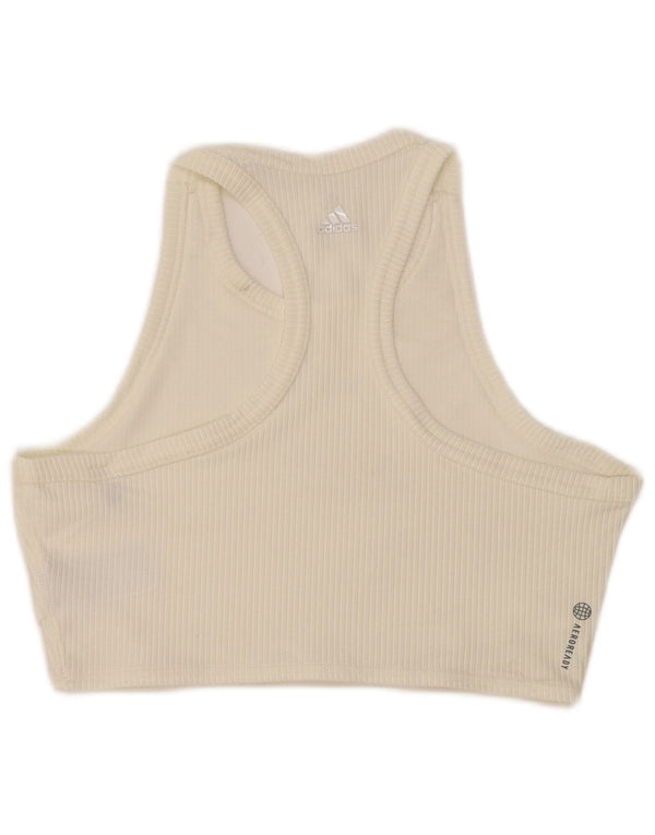 ADIDAS Aeroready Crop Vest Top UK 12/14 Medium White Polyamide