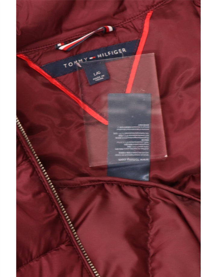 TOMMY HILFIGER Womens Padded Jacket UK 16 Large Burgundy Nylon Vintage Tommy Hilfiger and Second-Hand Tommy Hilfiger from Messina Hembry 