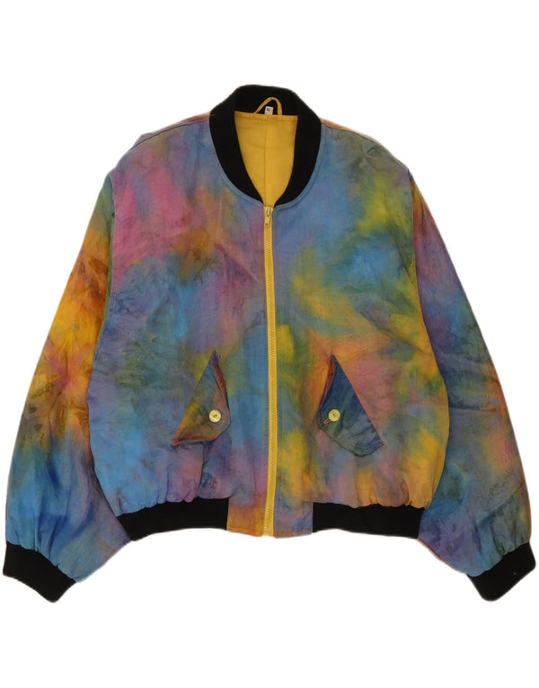 Vintage bombeflyjakke til kvinder IT 42 Medium Flerfarvet Tie Dye Polyamid