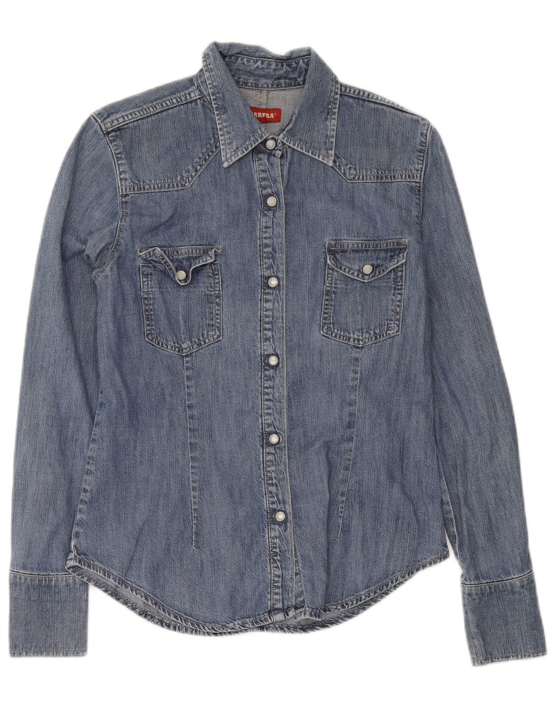 Carrera Dame Denim Shirt UK 12 Medium Blue Cotton