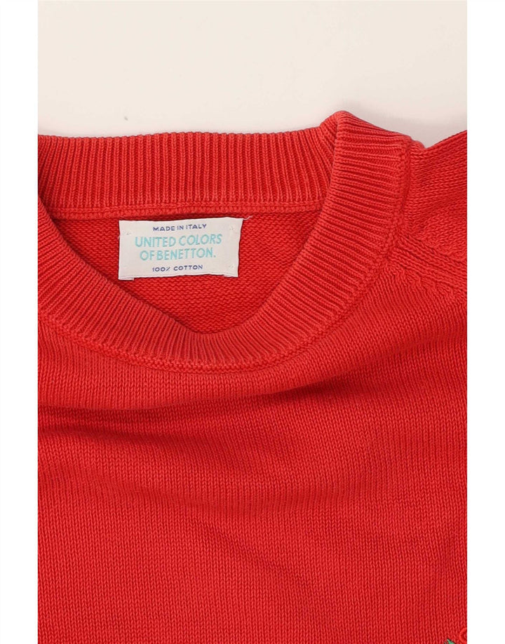 Benetton Herre sweater med rund hals, medium rød bomuld