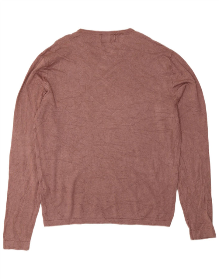 Zara Herre V-hals sweater XL Pink Viscose
