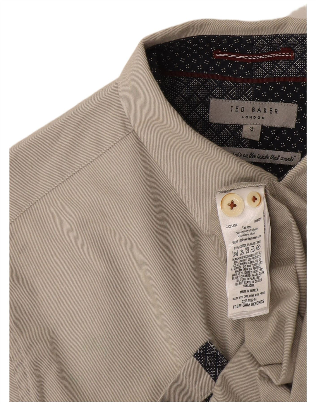 Ted Baker Herreskjorte str. 3 Small Off White Bomuld