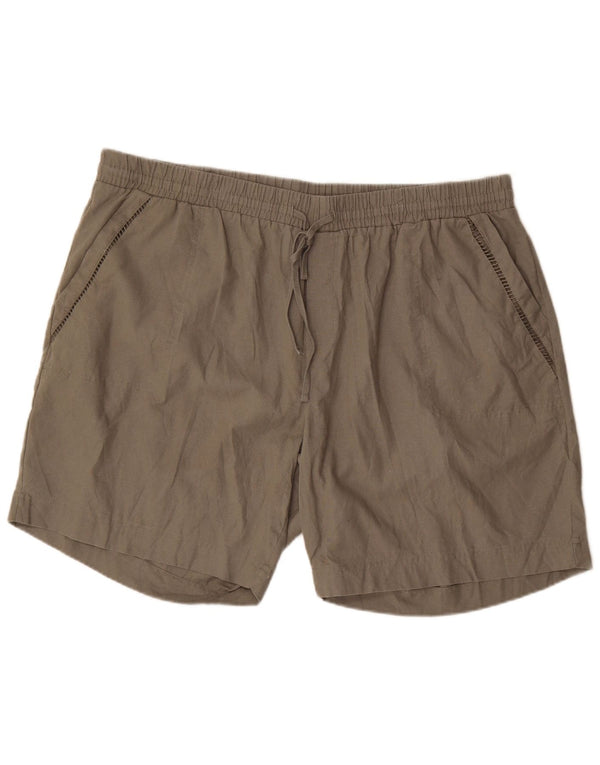 Marks & Spencer Womens Shorts UK 22 3XL W44  Khaki Linen
