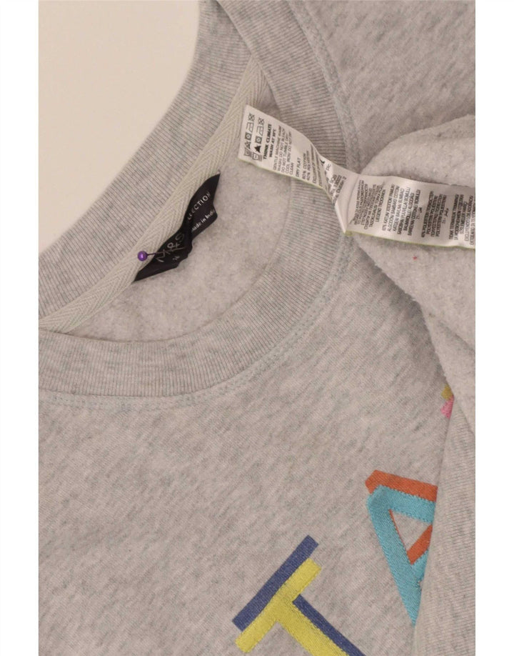 Marks & Spencer Dame Grafisk Sweatshirt Jumper UK 16 Stor Grå Bomuld