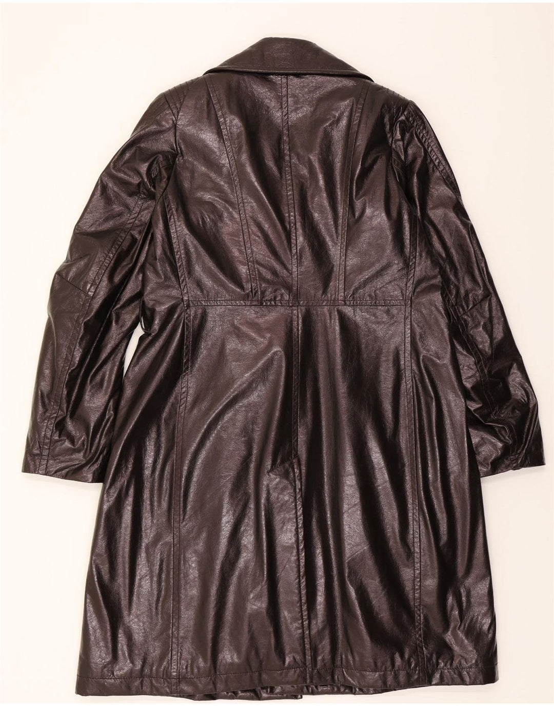 VINTAGE Womens Double Breasted Coat IT 46 Large Brown Polyester Vintage Vintage and Second-Hand Vintage from Messina Hembry 
