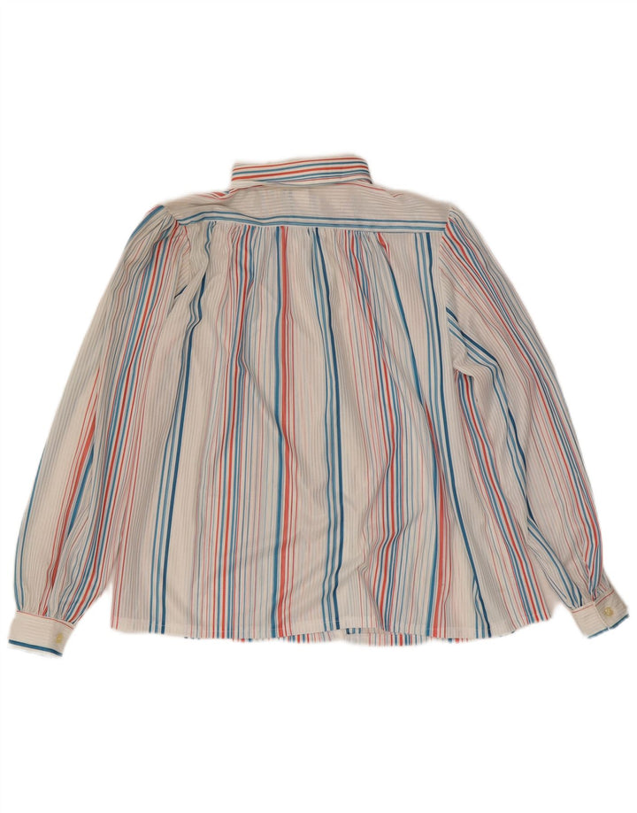 Vintage dameskjortebluse UK 16 Stor flerfarvet stribet polyester