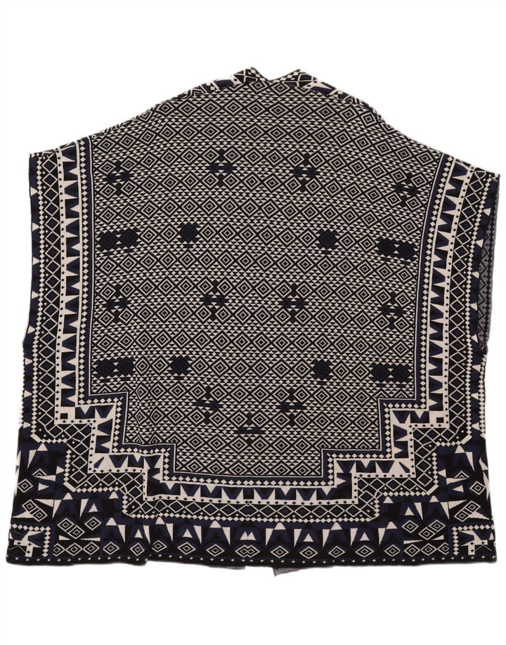 French Connection Dame Cardigan Sweater UK 10 Small Navy Blue Geometric