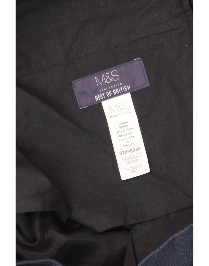 Marks & Spencer Herre Slim Suit Bukser W36 L31 Marineblå Bomuld