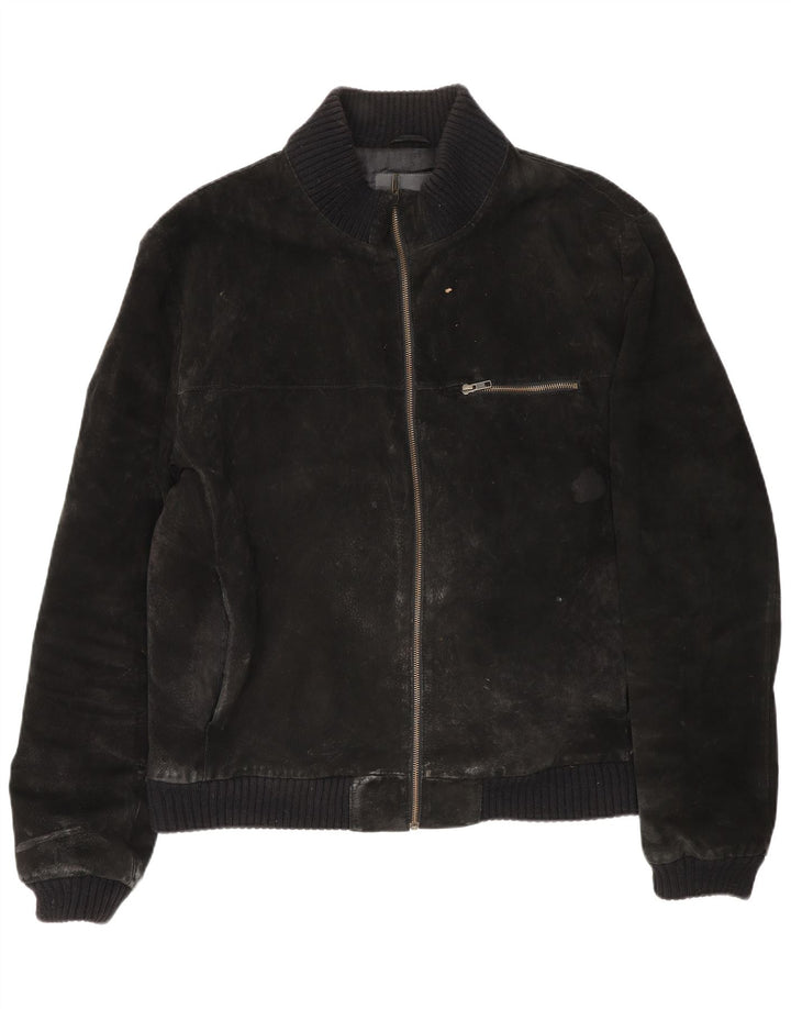 Vintage herre ruskind bomberjakke UK 42 XL sort læder