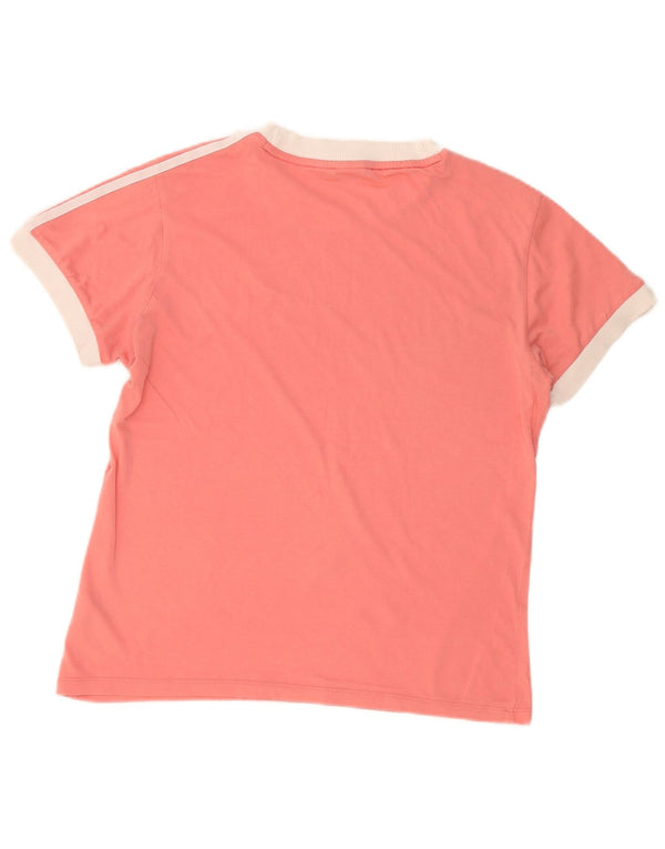 Adidas Dame Oversized T-Shirt Top UK 6 XS Pink Colourblock Bomuld