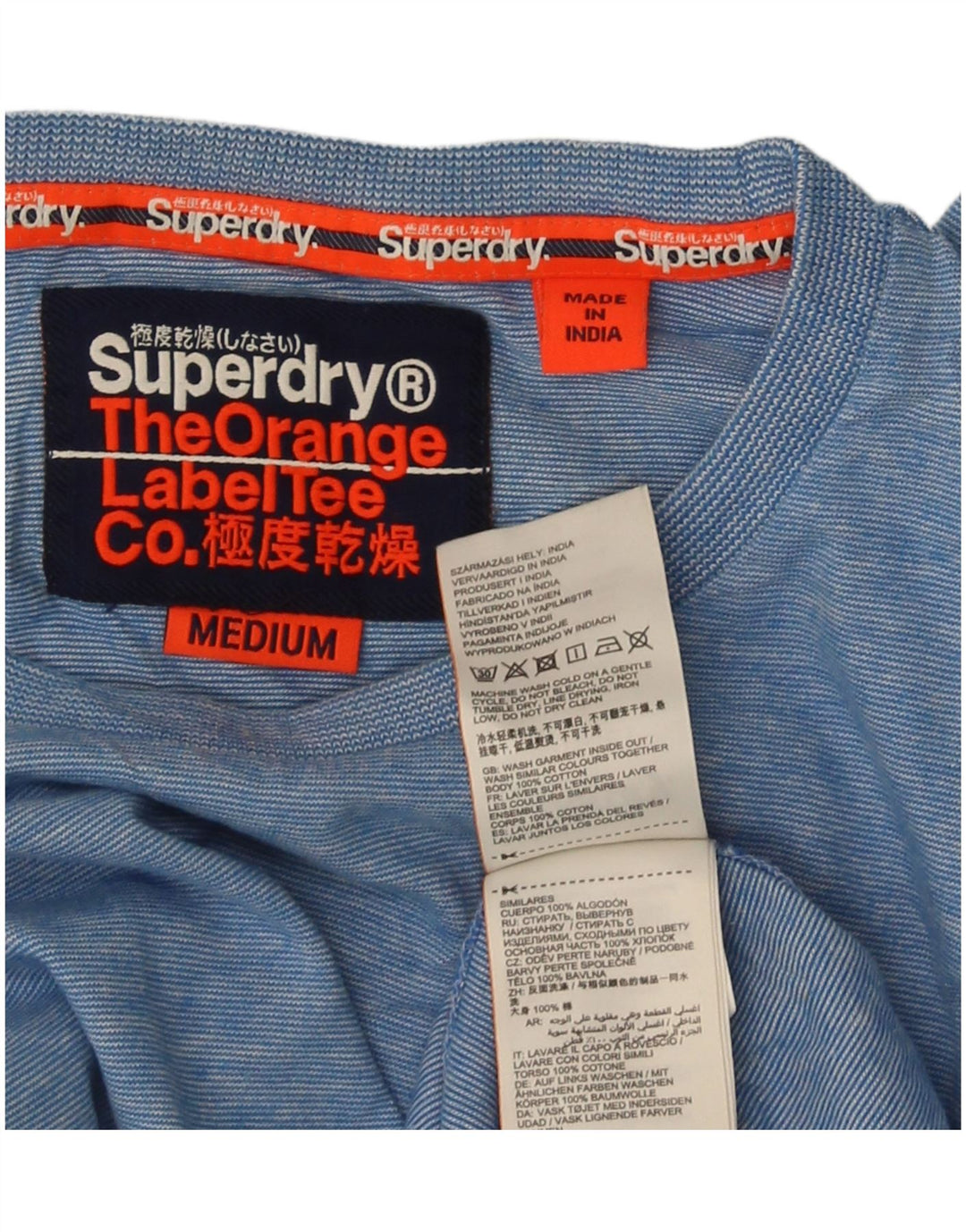 Superdry Herre Top Langærmet Medium Blå Flecked Bomuld