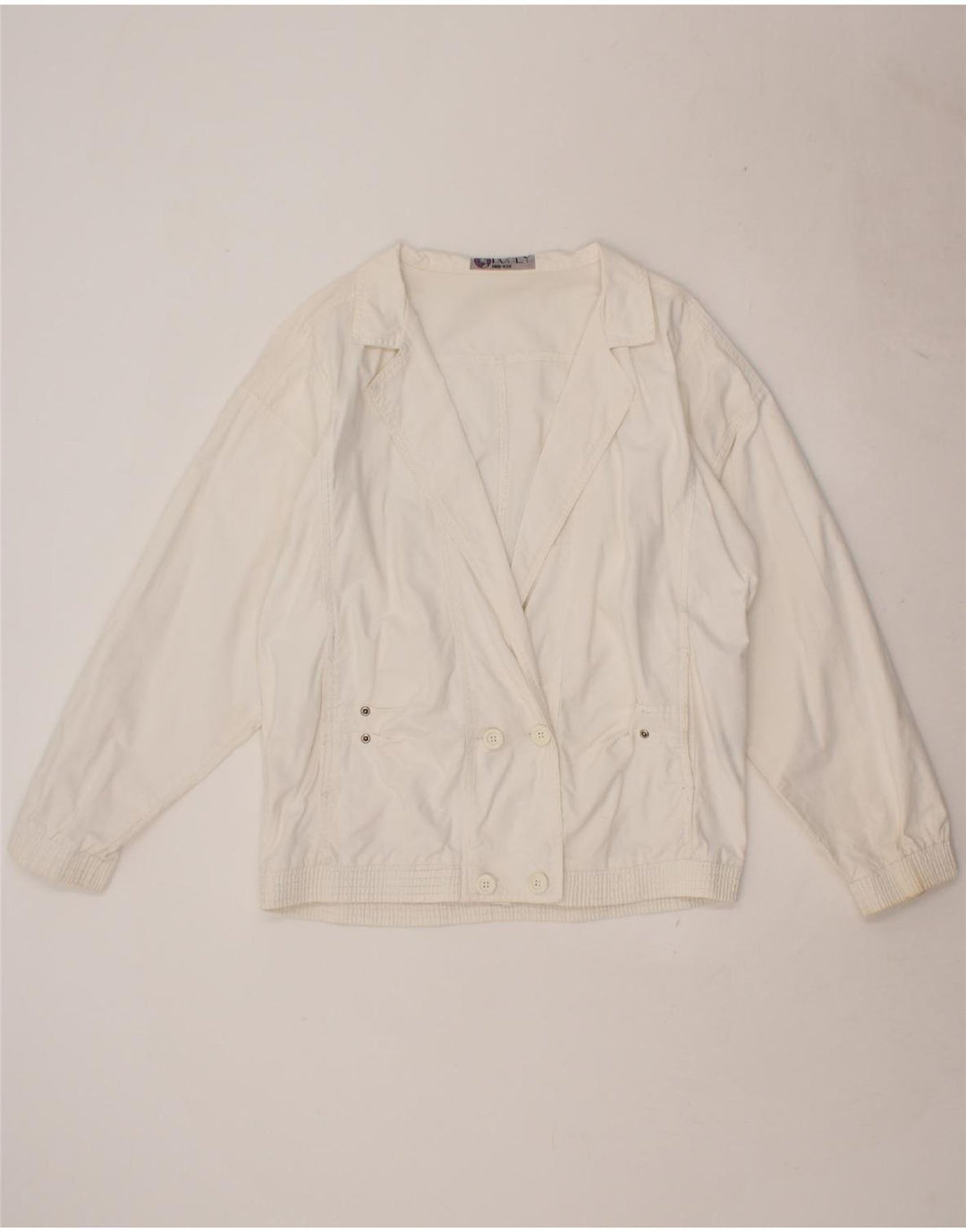 VINTAGE Womens Bomber Jacket One Size White Cotton Vintage Vintage and Second-Hand Vintage from Messina Hembry 