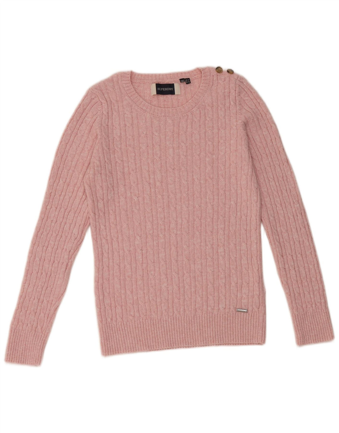 SUPERDRY Dame sweater med rund hals DK 12 Medium Pink Akryl