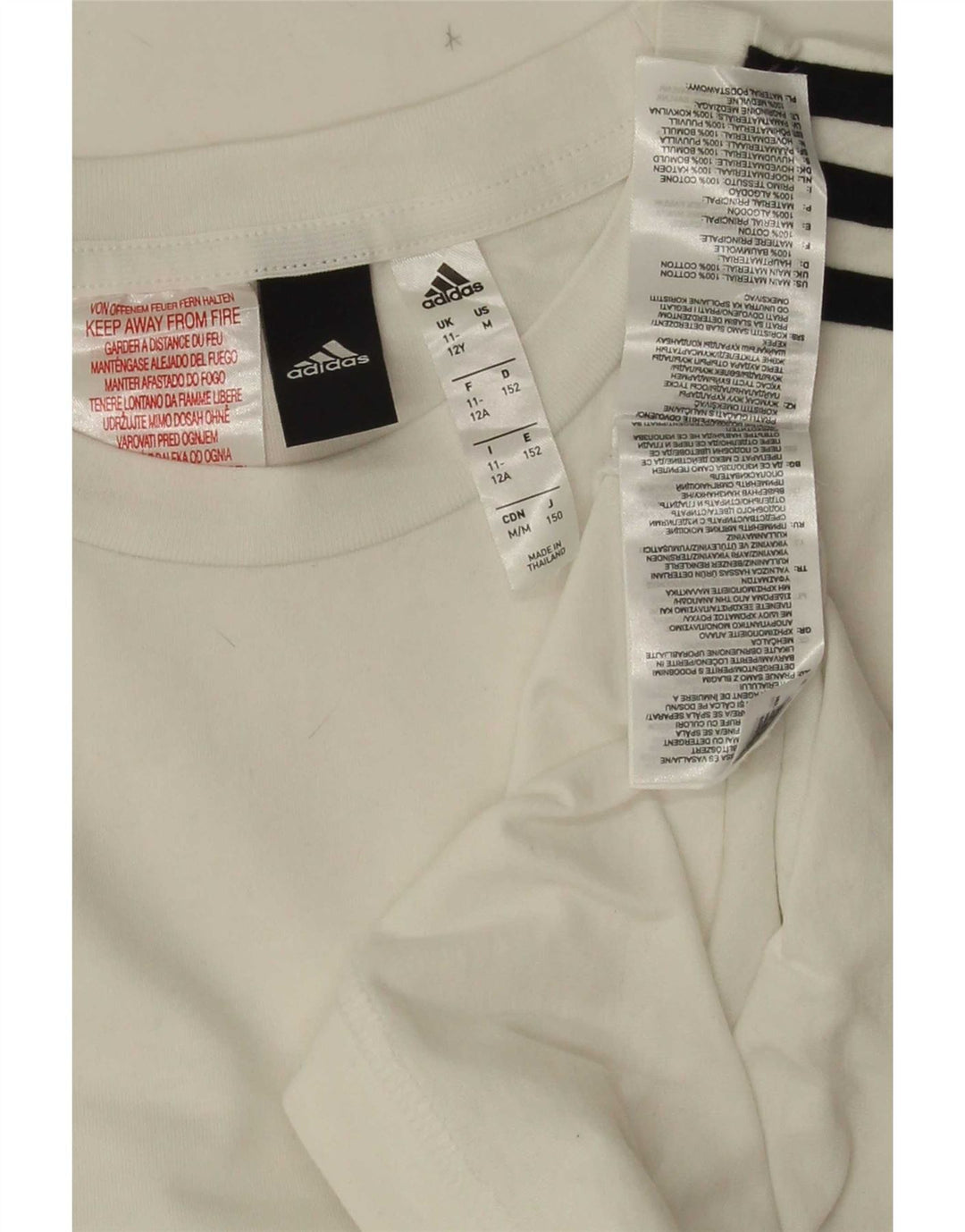 Adidas Boys T-Shirt Top 11-12 år Hvid Bomuld