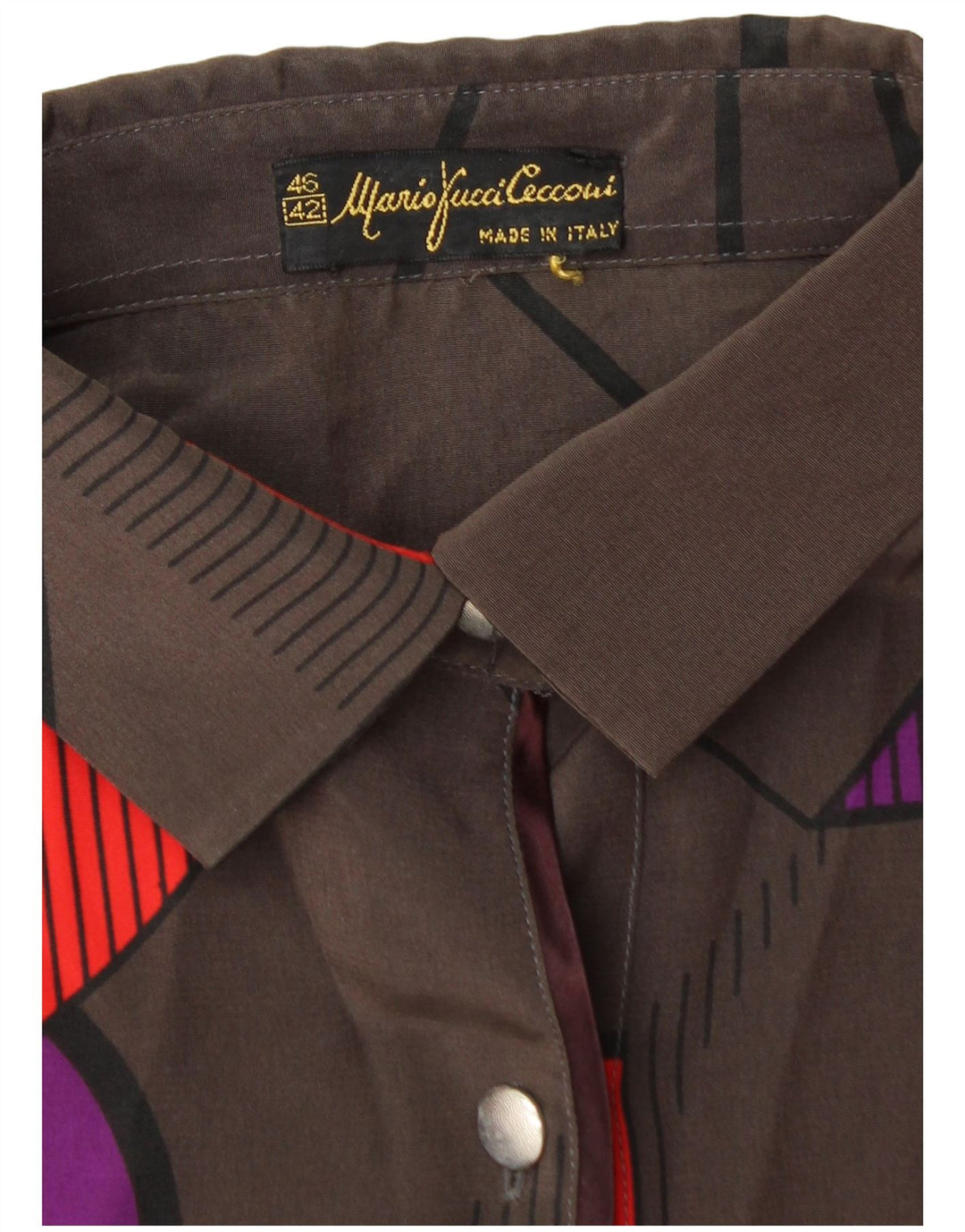 Mario Pucci Cecconi Dame bluse Top IT 42 Medium Brun Geometrisk