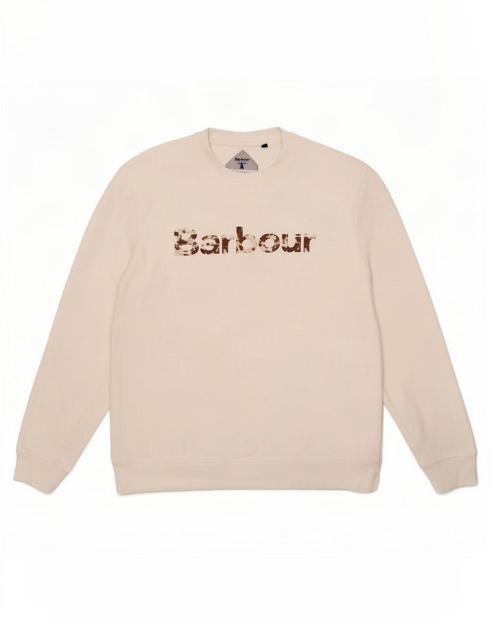 Barbour Herre Grafisk Sweatshirt Jumper Medium Hvid Bomuld