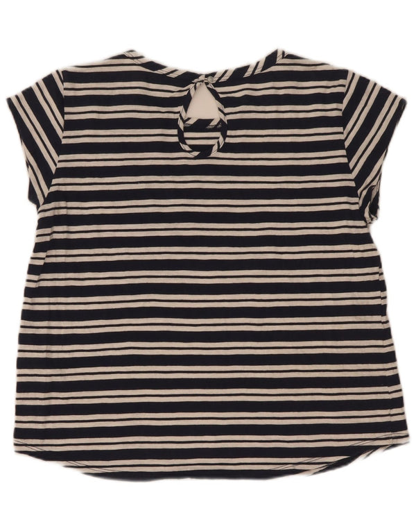 Nautica T-shirt top til kvinder UK 14 Mellem marineblå stribet bomuld
