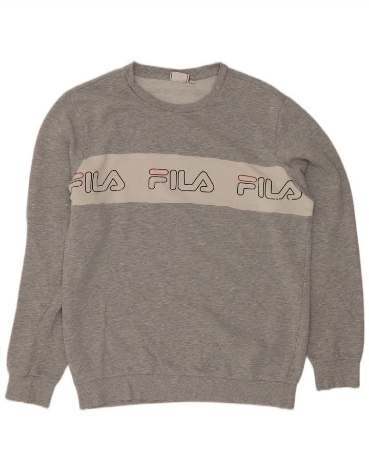 Fila Herre Grafisk Sweatshirt Jumper Stor Grå Colourblock Bomuld
