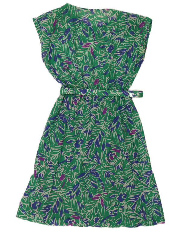Vintage Womens A-Line Dress UK 16 Large Green Floral