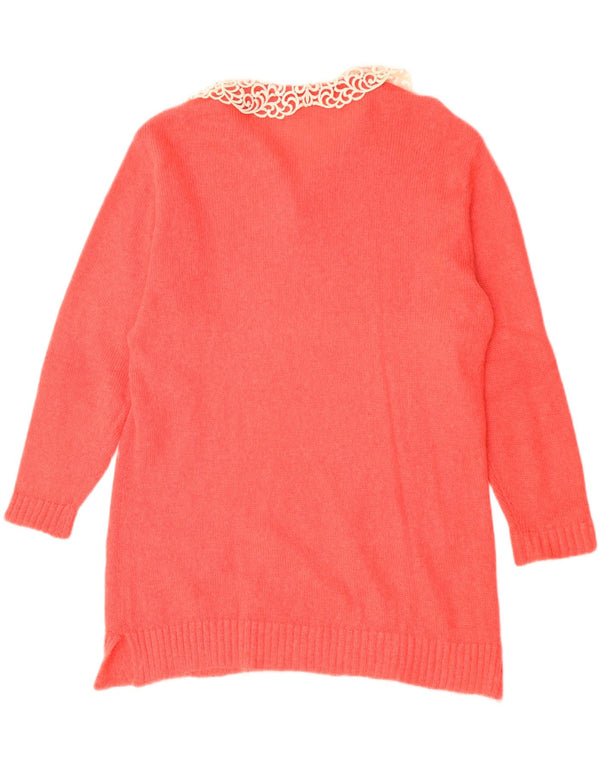 Vintage Dame Longline Polo Neck Jumper Sweater UK 14 Large Red