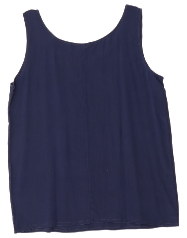 Vintage Dame Vest Top UK 14 Medium Navy Blue