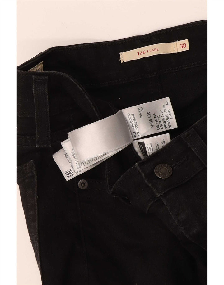 Levi's Dame 726 højtaljede flarede jeans W30 L30 sort bomuld