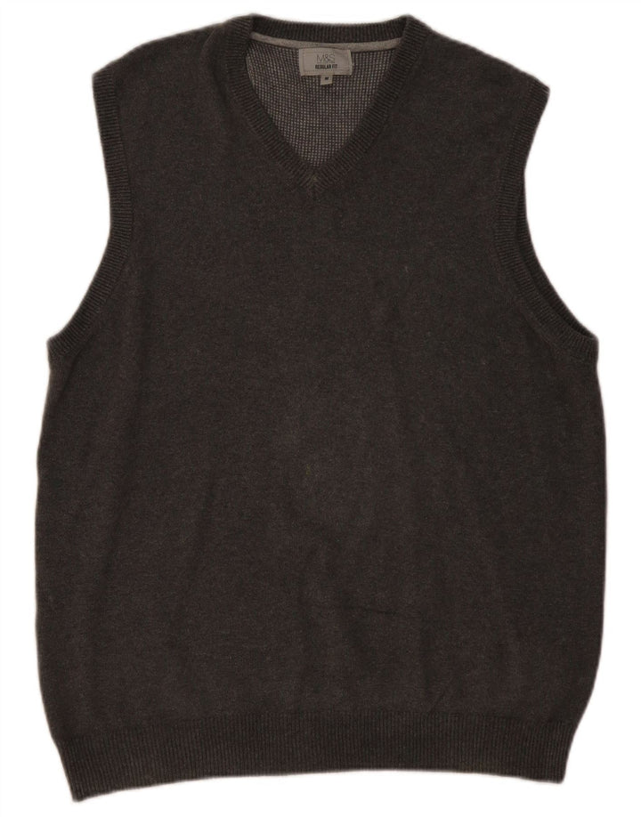 Marks & Spencer Herre Regular Fit Vest Tank Top Medium Grey Bomuld