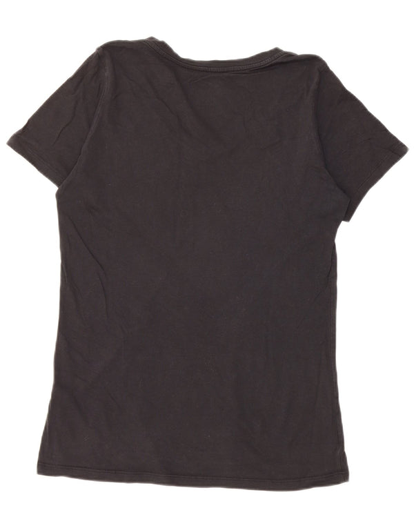 Nike Dame Athletic Fit T-Shirt Top UK 12 Medium Sort Bomuld