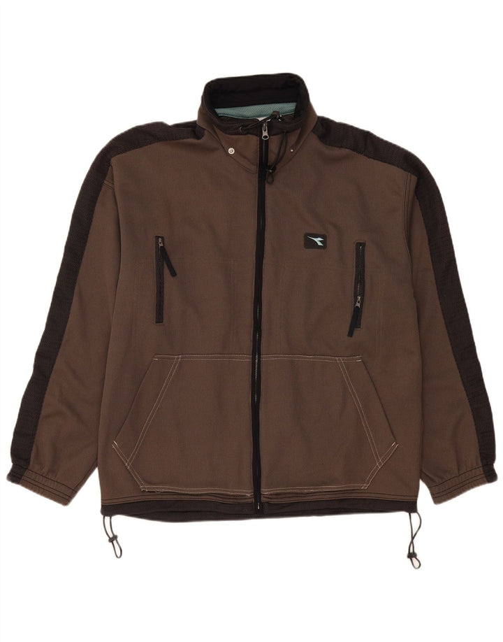 Diadora Herre træningsdragt Topjakke UK 40 Medium Khaki Colourblock Polyester