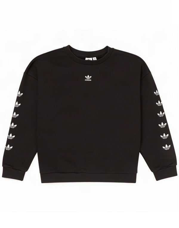 Adidas Womens Graphic Oversized Sweatshirt Jumper UK 10 Small Black Cotton