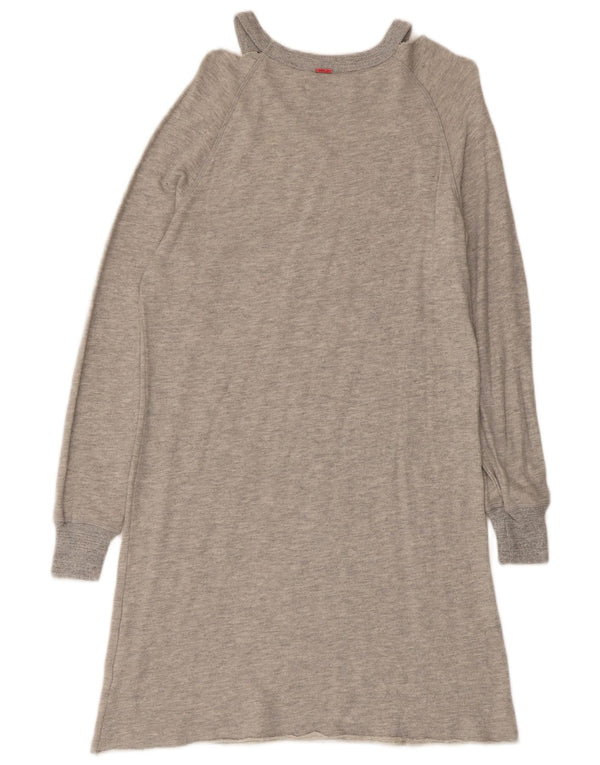 Replay Dame Langærmet Sweatshirt Jumper Dress UK 10 Small Grey Bomuld