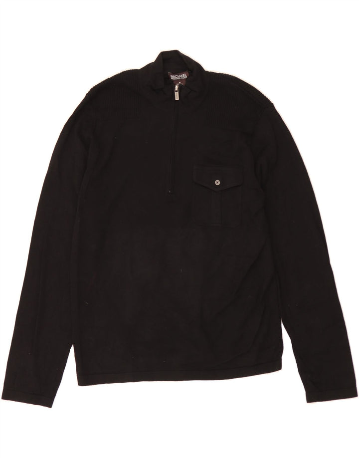 MICHAEL KORS Mens Zip Neck Jumper Sweater Medium Black Cotton Vintage Michael Kors and Second-Hand Michael Kors from Messina Hembry 
