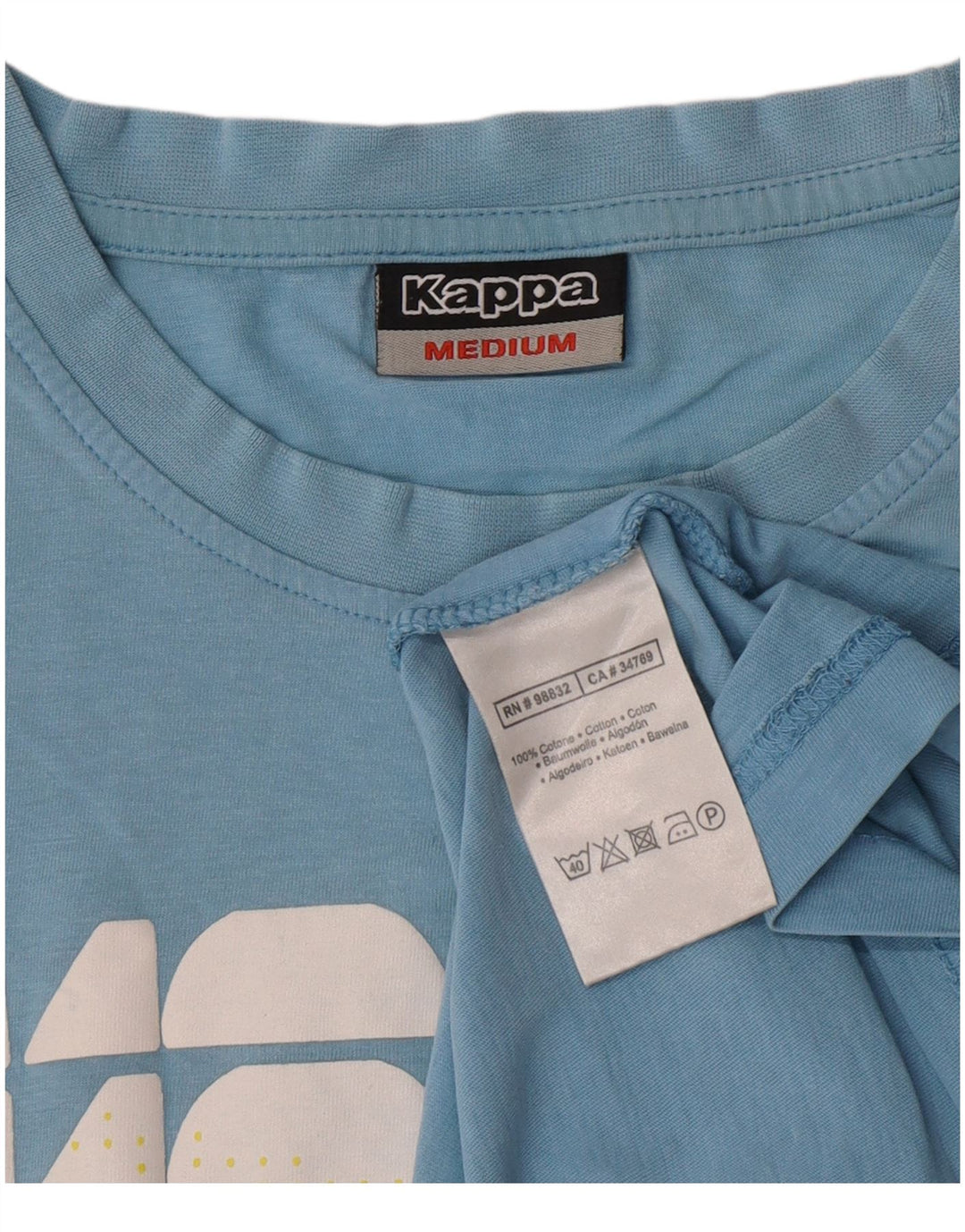 Kappa Herre Grafisk T-Shirt Top Medium Blå Bomuld