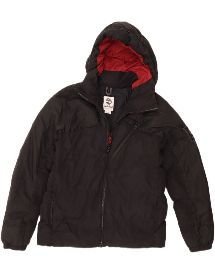Timberland Herre hættepolstret jakke UK 38 Medium Sort Nylon