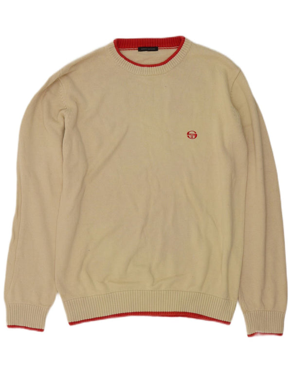 Sergio Tacchini Herre sweater med rund hals, medium beige bomuld
