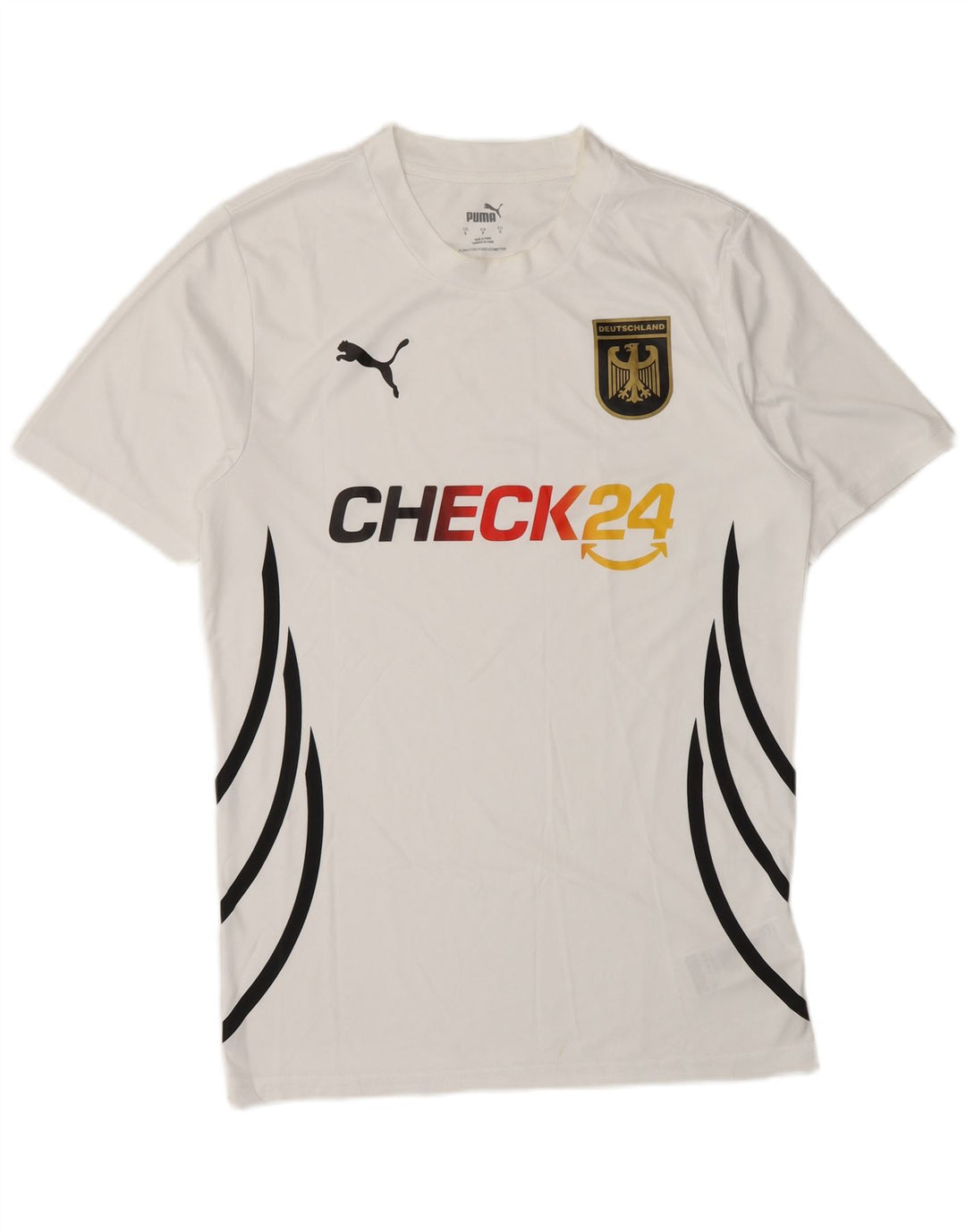 Puma Herre Deutshland Grafisk T-Shirt Top Lille hvid stribet polyester