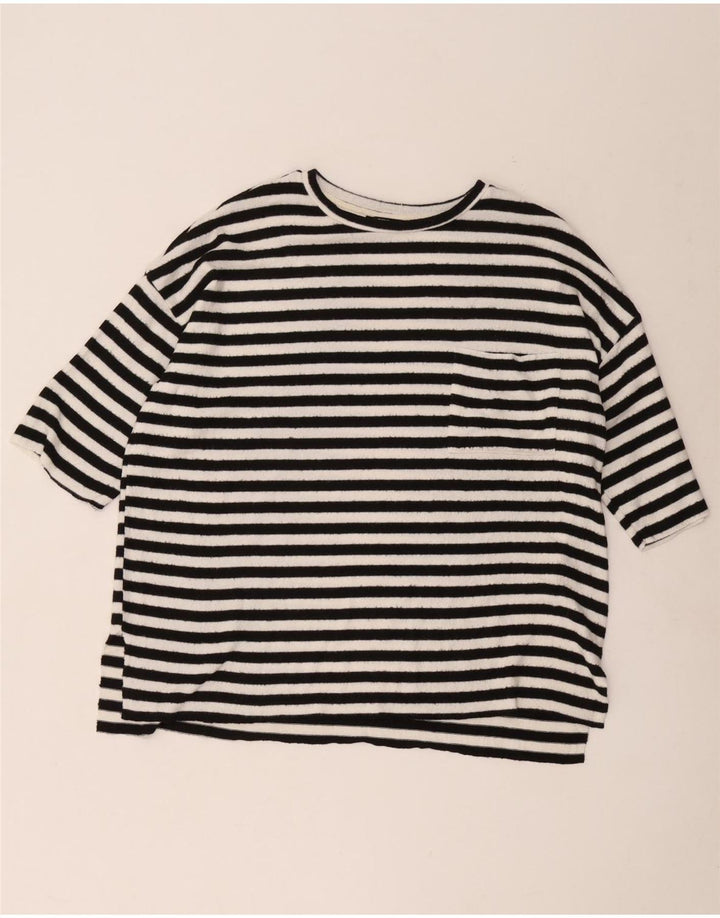Zara Dame Oversized T-Shirt Top UK 14 Medium Sort Stribet